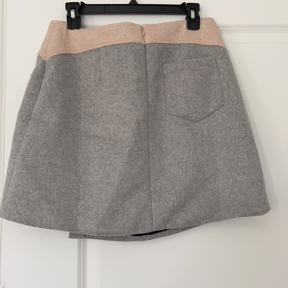 Anthropologie Line and dot wool blend mini skirt in gray and cream - Picture 4 of 8